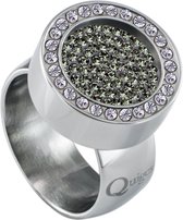 Quiges RVS Schroefsysteem Ring met Zirkonia Zilverkleurig Glans 19mm met Verwisselbare Zirkonia Olijfgroen 12mm Mini Munt