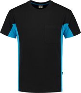 Tricorp T-shirt Bicolor Borstzak 102002  Zwart / Turquoise - Maat 7XL