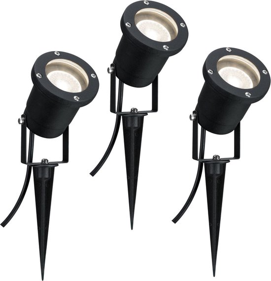 Outdoor LED-plantverlichting met grondspies IP65 3x3,5W GU10 zwart | bol.com