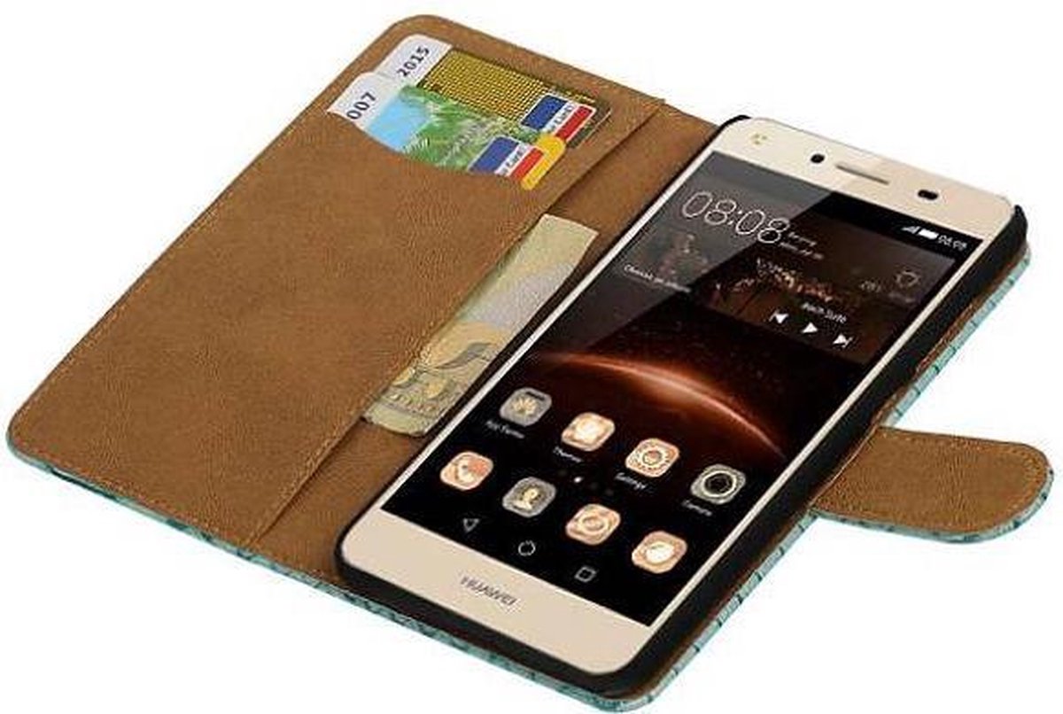 Snake Bookstyle Wallet Case Hoesje - Geschikt voor Huawei Y5 II Turquoise