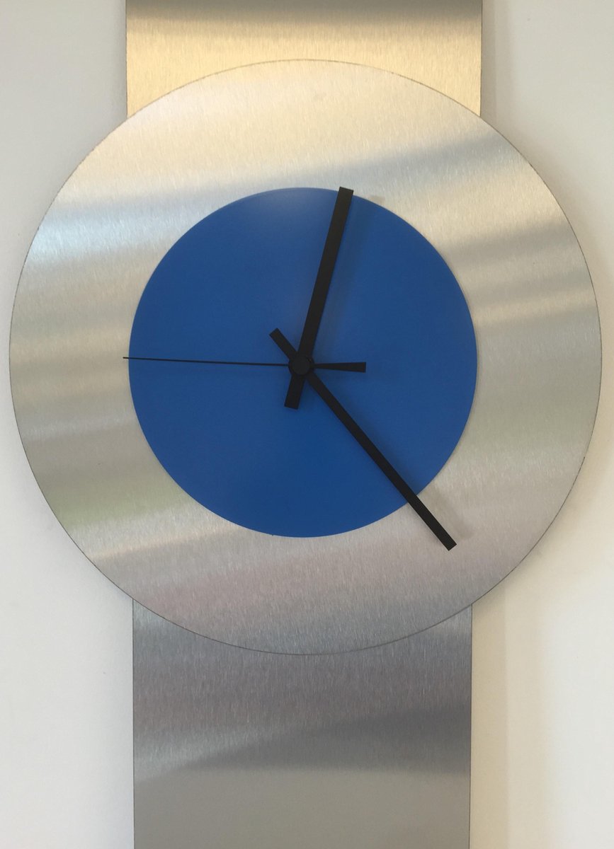 Wandklok RVS Pendulum Blue - Black Modern Design