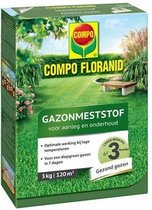 COMPO Floranid Gazonmeststof Aanleg & Onderhoud - diepgroen gazon in 7 dagen - werkt ook bij lage temperaturen - doos 3 kg (120 m²)
