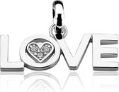 ZINZI zilveren hanger LOVE letters met hartje 29mm wit LOVEH09