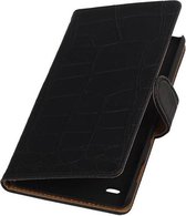 Croco Bookstyle Wallet Case Hoesjes voor Sony Xperia C4 Zwart
