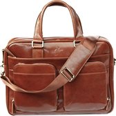 S.Babila Aktetas  - Laptoptas -  Elegante Aktetas van hoogwaardig volrundleer - Bruin / Cognac (8820 CG)