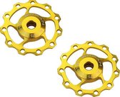 Set CNC Aluminium derailleurwieltjes met kogellager - T11 - 7075 Alu - 2 stuks - Goud kleur