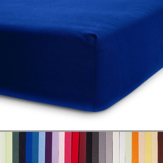 Lumaland - Jersey hoeslaken - elastische rand - 100% katoen - 160g/m² 140 x 200 cm - 160 x 200 cm - Royal Blue