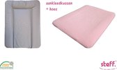 Steff - set - aankleedkussen - bruin taupe - 50x70 cm + aankleedkussenhoes roze pastel - OEKO-Tex standard 100