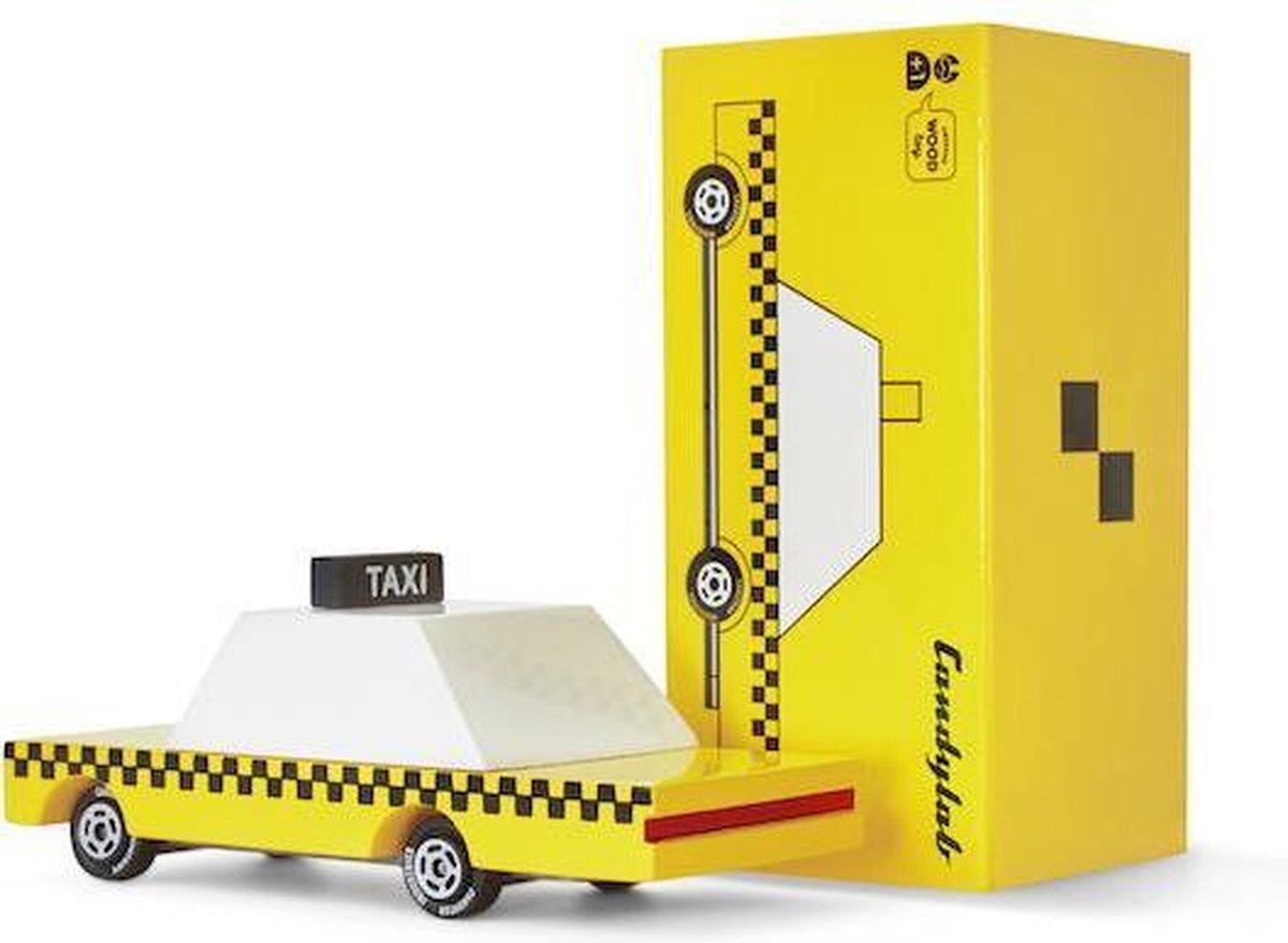 Candycar World: YELLOW TAXI (F102) 8,9x4,1x2,5cm, wooden diecast, in giftbox, 3+