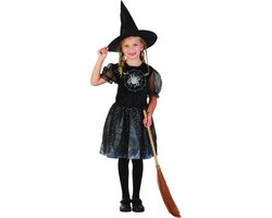 Spinnen heksen kostuum voor meisjes - Halloween verkleedkleding - Maat 104/116