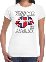 Kiss me I am English t-shirt wit dames - feest shirts dames - Engeland kleding XXL