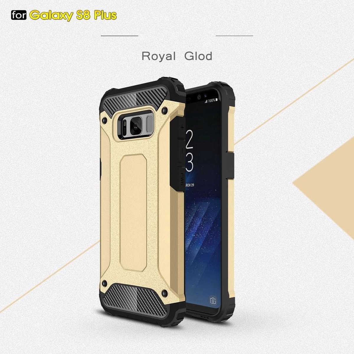 Armor Guard Kunststof + TPU Hybrid Bescherm Hoesje Samsung S8 Plus / S8+ - Goud
