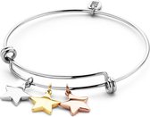 CO88 Collection Inspirational 8CB 90087 Stalen Armband met Hangers - Sterren - One-size - Zilverkleurig