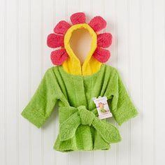 Badjas Baby - Bloem - Groen met rood van Funnies. — afbeelding 3