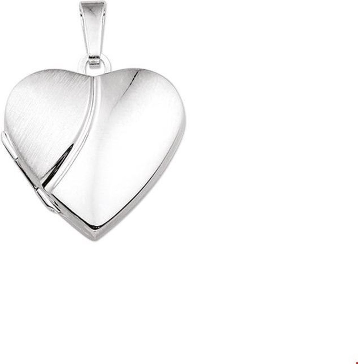 medaillon hart poli/mat zilver gerhodineerd