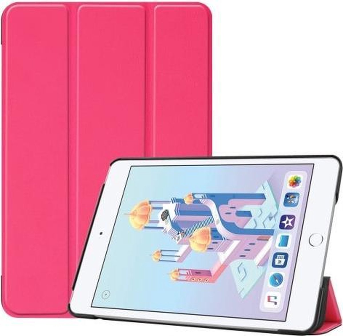 Geschikt voor Apple iPad Mini 5 Tablethoesje Roze Tri-fold