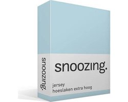 Snoozing Jersey - Hoeslaken Extra Hoog - 100% gebreide katoen - 160x200 cm - Hemel