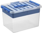 Sunware - Q-line opbergbox met inzet 22L transparant blauw - 40 x 30 x 26 cm