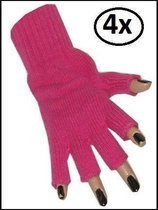 Partyset / verkleedset - Glamorous pink disco lady - hoed, bril, boa, handschoenen - 4 stuks