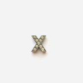 Metalen letter met zirkonia steentjes - Letter X - Personaliseer zelf