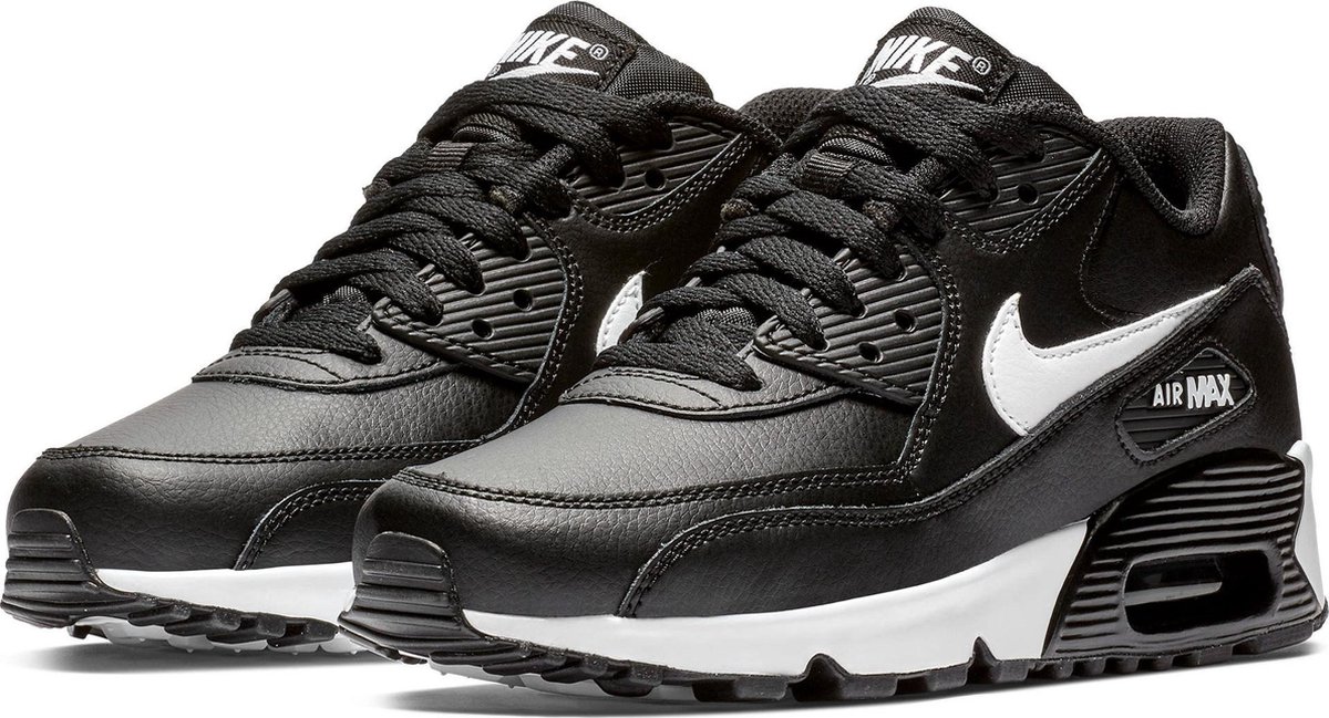 welvaart spontaan tijger Nike Air Max 90 Leather Sneaker Junior Sneakers - Maat 37.5 - Unisex - zwart/wit  | bol.com