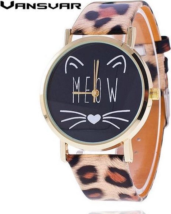 Horloge MEOW kat met panterprint | bol.com