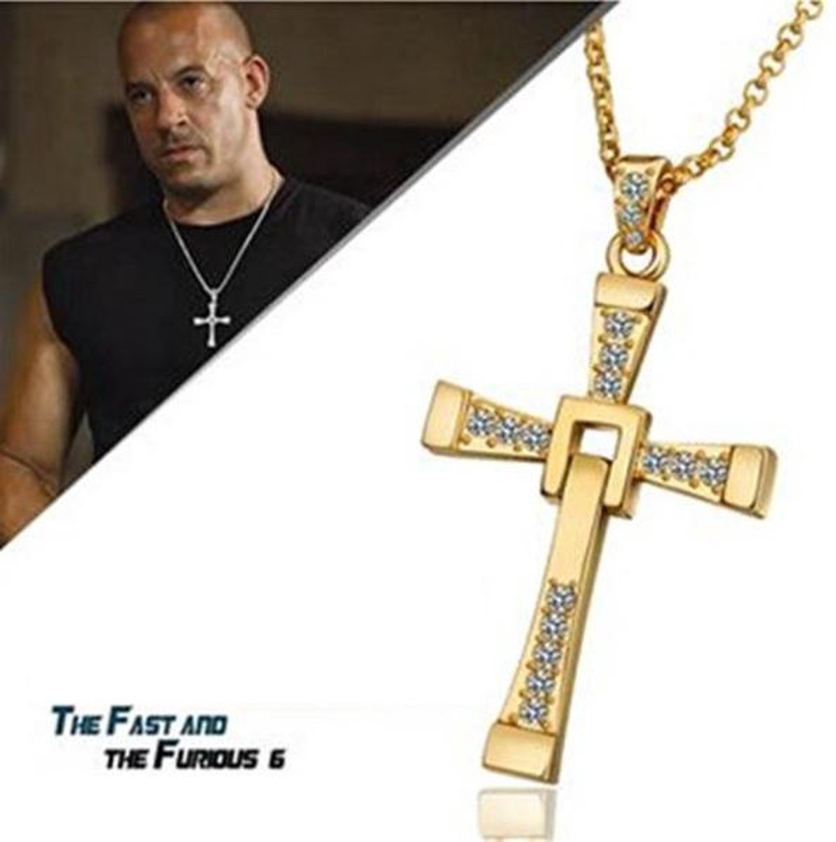 Wegversperring Buurt Vereniging Jezus kruis hanger-goldplated-Vin Diesel- gratis ketting | bol.com