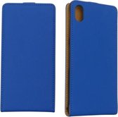 Sony Xperia M4 Aqua Leder Flip Case hoesje Blauw