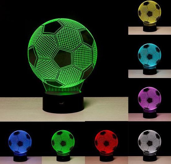 Voetbal Nachtlamp 3D - 7 verschillende kleuren licht! - Soccer Nachtlampje - Multi Kleur LED Night Light