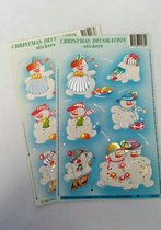 Kerst stickers Sneeuwpop Blauw 2 vellen