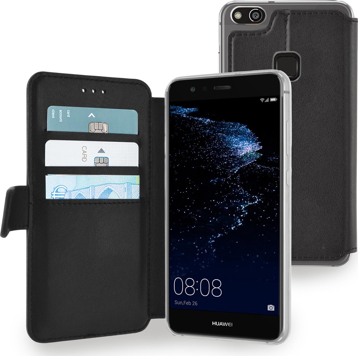 Azuri walletcase met magnetische sluiting - black - voor Huawei P10 Lite