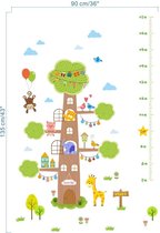 MUURSTICKER  - GROEIMETER- MEETLAT- KINDEREN - BOOM- DIEREN - 135 x 90 cm - WANDDECORATIE - KINDERKAMER - BABYKAMER - JONGEN - MEISJE - TH Commerce® nr 7372