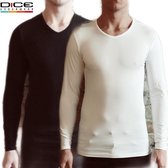 DICE 2-pack Longsleeve V-hals shirts zwart/wit maat XL