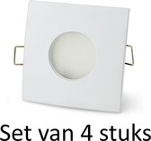 IP44 LED inbouwspot | Extra warm wit | Wit vierkant | Set van 4 stuks Met Philips LED lamp