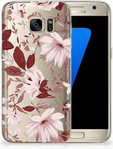 Coque Téléphone pour Samsung Galaxy S7 Housse TPU Silicone Etui Fleurs Aquarelle