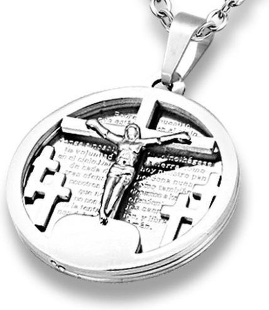 IconsGr Tweezijdige Christelijk Orthodoxe Griekse Religieuze Hanger Ketting met Houten Kruis - Kruisbeeld / 7, Hout, Geen steen