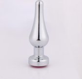 Zilveren Puntige Butt Plug met steen - Maat S