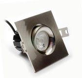 Dimbare vierkante Led inbouwspot kantelbaar 6.5Watt RVS 3000k