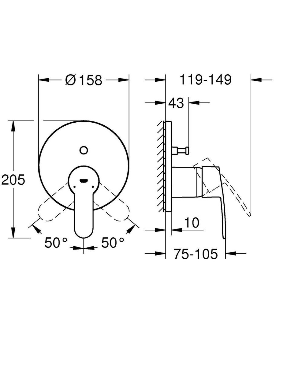 Grohe Nederland Eurostyle 2015 Solid / Eurostyle Douchemengkraan Opbouw Volumestroomklasse A 6 9 8 7 L Min Montagewijze Wand