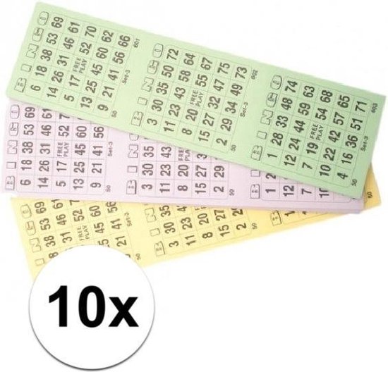 Thumbnail van een extra afbeelding van het spel 10x Bingokaarten blok 1-75 - 3 spellen per velletje - bingospel