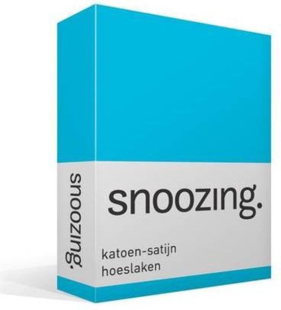 Snoozing - Katoen-satijn - Hoeslaken - Lits-jumeaux - 180x210 cm - Turquoise