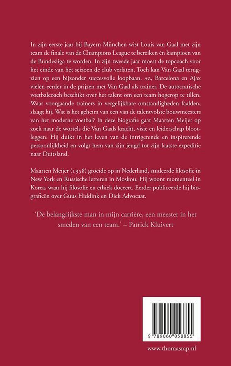 Louis Van Gaal - back cover