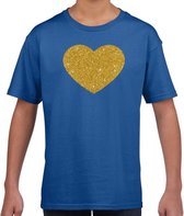 Gouden hart t-shirt blauw kids - kids shirt Gouden hart 164/176