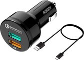 Aukey CC-T7 Qualcomm Quick Charge 3.0 Sigarettenplug autolader - Zwart 2 USB poorten