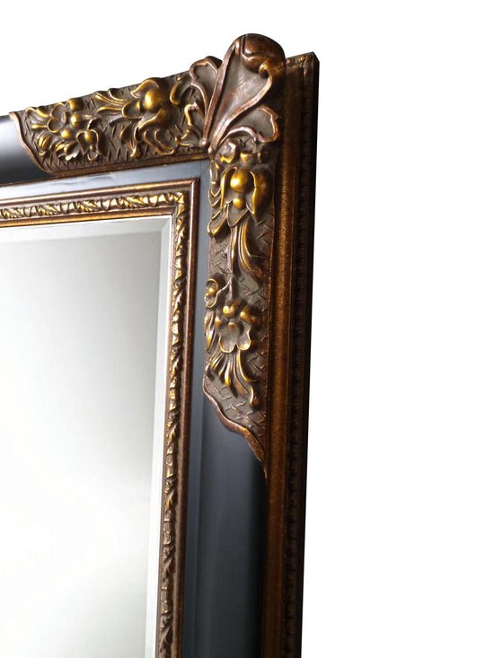 Grote Barok Spiegel Leroy Buitenmaat 114x145cm Zwart-goud | bol.com