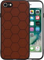 Hexagon Hard Case - Telefoonhoesje - Backcover Hoesje - achterkant hoesje - Geschikt voor iPhone SE 2020 / iPhone 8 / iPhone 7 - Bruin