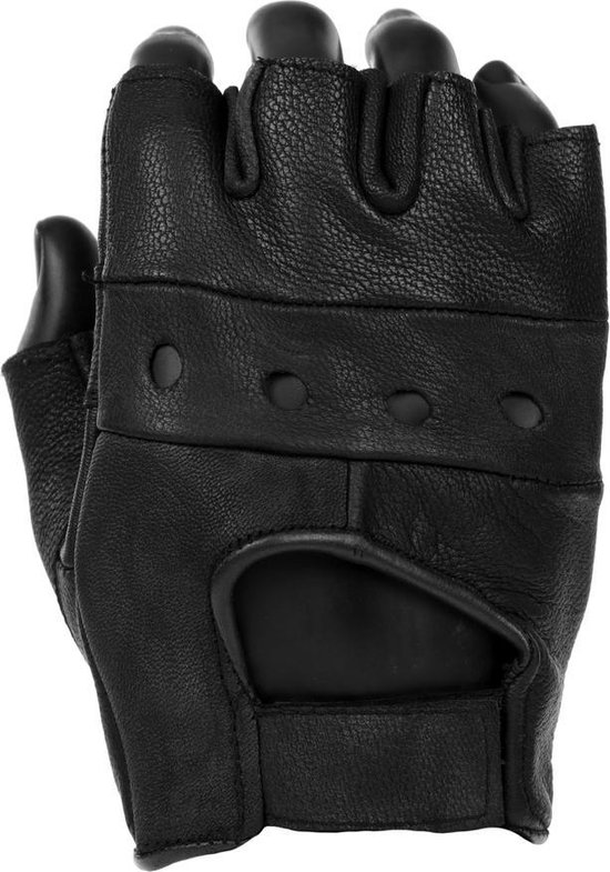 fiets kapsel Bezwaar Longhorn - Leather fingerless gloves (kleur: Zwart / maat: XXL) | bol.com