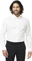 OppoSuits White Knight Shirt - Heren Overhemd - Casual Effen Gekleurd - Wit - Maat EU 41/42