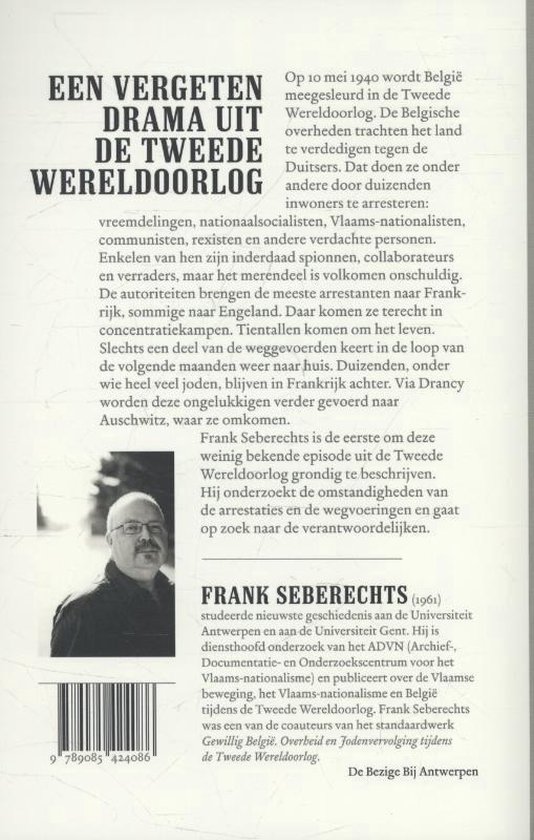 Achterkant boek met tekst en foto van Frank Seberechts.