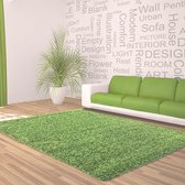 Hoogpolig shaggy vloerkleed 200x290cm groen - 5 cm poolhoogte